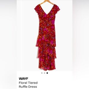 WAYF Floral tiered red dress size L